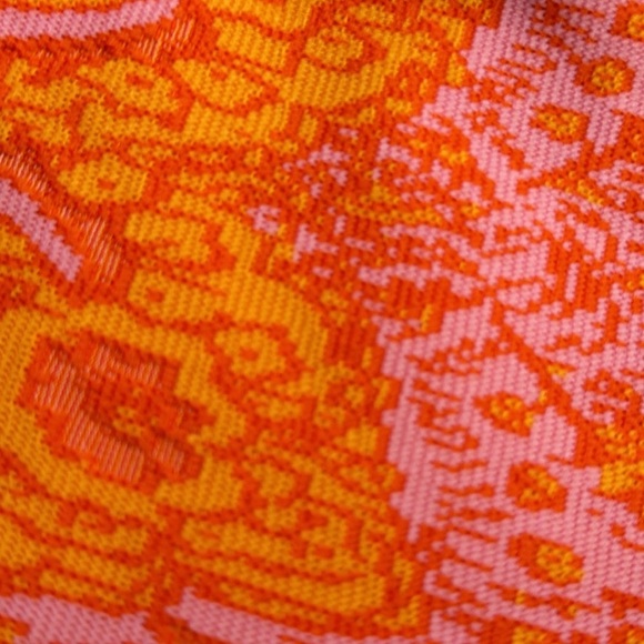 ZARA Orange Pink Jacquard Retro‎ Print 70’s Pants Bell Bottoms Flared size S NWT - Picture 9 of 10